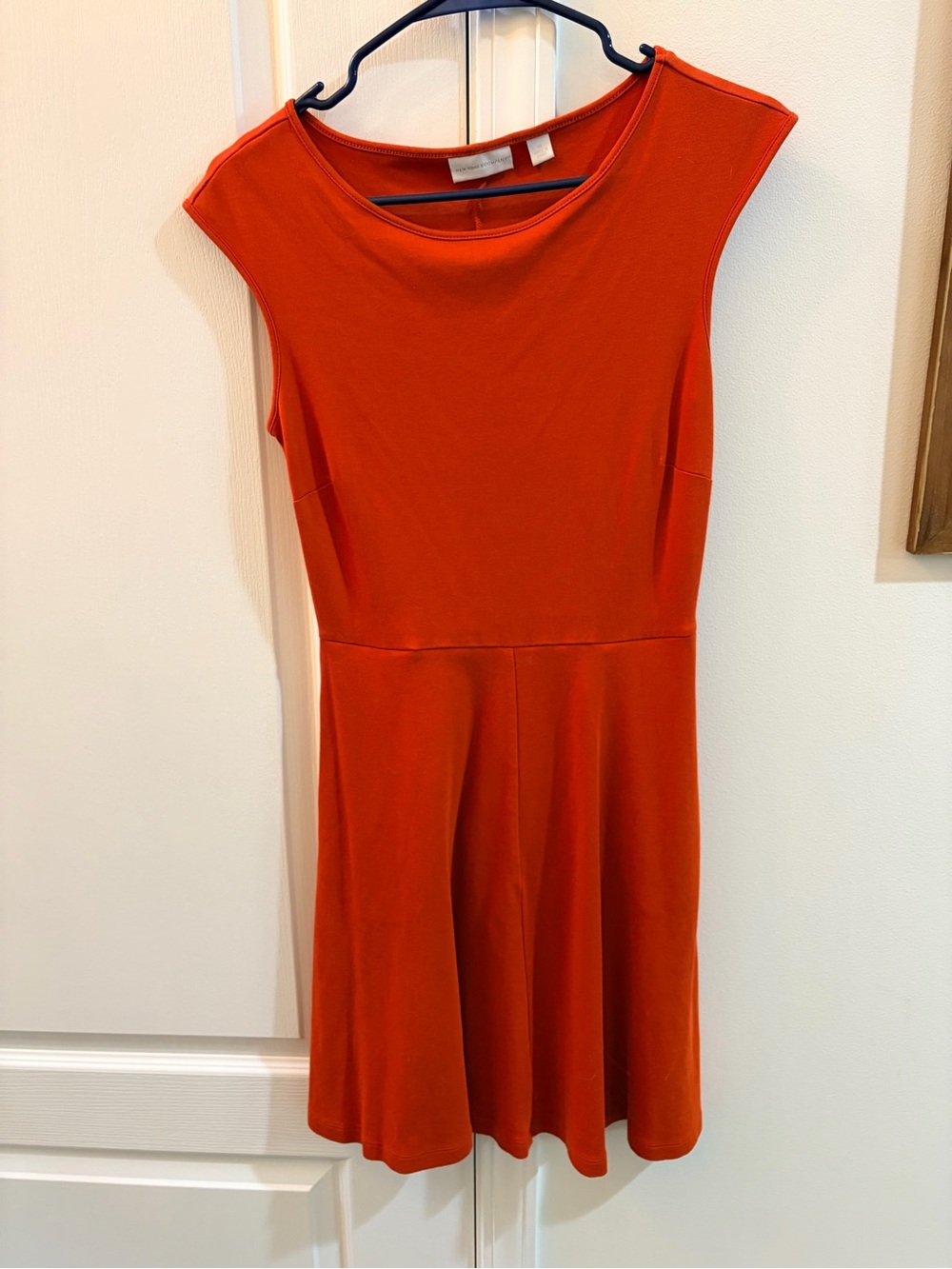 New York & Company Orange Cap-Sleeve Fit-and-Flare Mini Dress